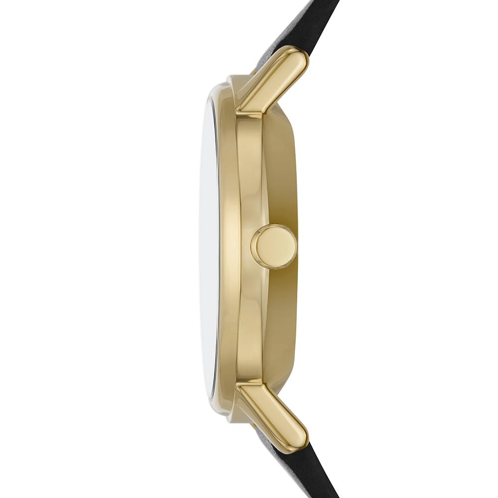Skagen Kuppel reloj para mujer, movimiento de cuarzo con correa de acero o piel, Negro y tono dorado, 32MM