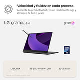 LG gram 16T90TP-K.AD88B Ordenador Portátil Convertible 16 Pulgadas Intel Core Ultra7 255H, 32 GB RAM, 1TB SSD, Panel OLED multitáctil, WQXGA+, 1.399 g, 19 Horas, Windows 11 Home, Teclado QWERTY