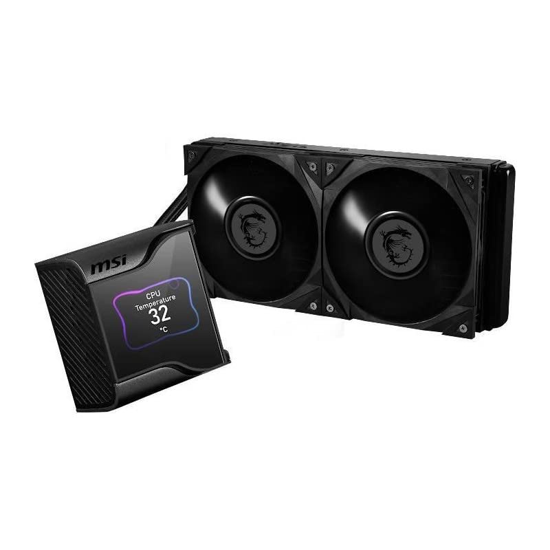 MSI MEG CORELIQUID S280 Refrigeración Líquida AIO CPU - Pantalla IPS 2,4", Bomba Asetek 7ma Gen, Fan VRM, 2 Fans Silent Gale P14, Tubos Anti-Evaporación, MSI Center Personalizable - Admite AMD e Intel