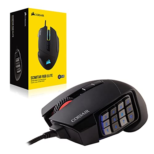 Corsair SCIMITAR RGB ELITE Ratón con Cable para Juegos MOBA/MMO - 18.000 PPP - 17 Botones Programables - Compatible con iCUE - PC, Mac, PS5, PS4, Xbox - Negro
