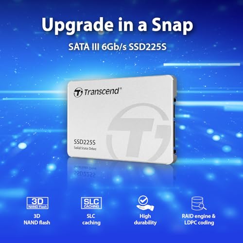 Transcend SSD225S 2TB 2.5" SATA III (6Gb/s) SSD Interno - Memoria Flash 3D NAND, Resistente a Golpes - TS2TSSD225S