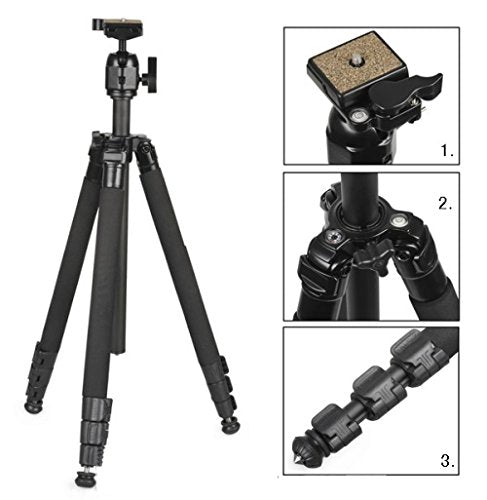 Gloxy GX-T6662A Trípode completo Trípode flexible para Cámara Canon Sony Nikon con Rótula de Bola 360º Plato de liberación rápida Bolsa de Transporte