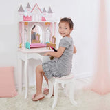 Teamson Kids Mesa de Tocador Castillo de Madera Espejo y Taburete TD-12951A