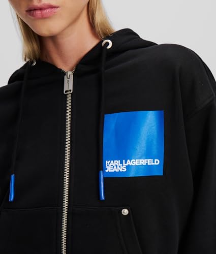 KARL LAGERFELD JEANS, para Mujer, Sudadera con Capucha y Cremallera, Negro, Extragrande