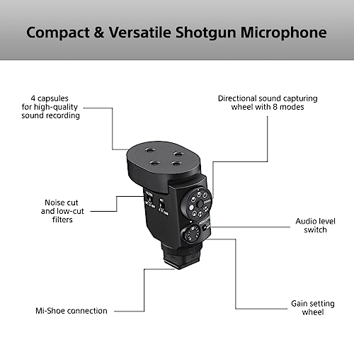 Sony, Micrófono direccional ECM-M1, Compacto, 8 en 1, inalámbrico y sin batería