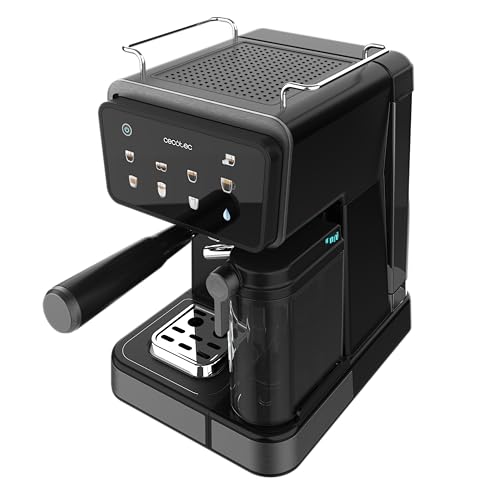 Cecotec Cafeteras Express Semiautomáticas Power Espresso Touch ColdBrew Latte. 1350W, 20 Bares, Frío, Templado o Caliente, Pantalla Táctil, 1.5L Depósito Agua, 500ml Depósito Leche, Doble Brazo