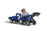 FALK - Retroexcavadora de Pedales New Holland con Excavadora y Remolque basculante - A Partir de 3 años - Fabricada en Francia - Asiento Giratorio - 3090W