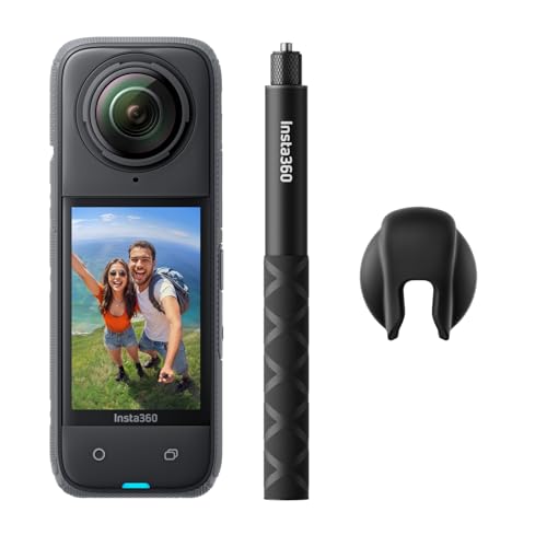 Insta360 X4 Paquete Get-Set - Cámara de acción Impermeable 8K 360, Vídeo 4K Gran Angular, Efecto Selfie Stick Invisible, Protectores de Lente Extraíbles, 135 Min Batería, No Tarjeta MicroSD