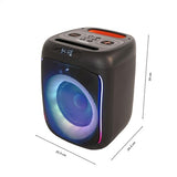 Ibiza - CUBE180 - Altavoz a pilas de 6,5"/16cm 180W con micrófono con cable y efecto de luz - Bluetooth, USB, MicroSD, TWS - Negro