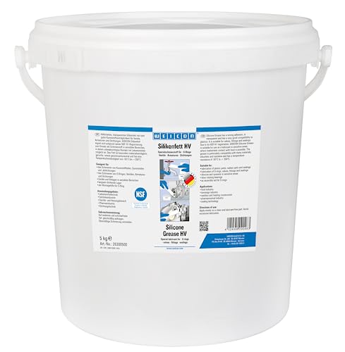 WEICON Grasa de silicona HV 5 kg, Grasa de silicona apta para válvulas, accesorios y juntas, Grasa lubricante transparente