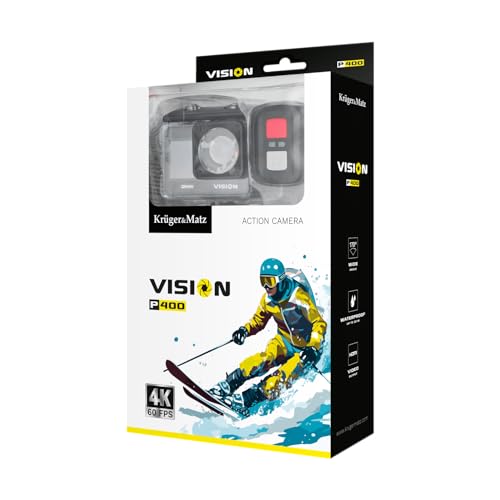 Kruger&Matz Cámara Deportiva 4K 60 FPS Visión P400 4GB RAM Pantalla 2" 320 x 240 Pixeles WiFi Micrófono Funda Impermeable KM0292