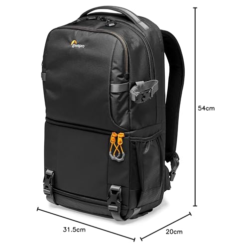 Lowepro Fastpack BP 250 AW III - Mochila para Cámara Refelx DSLR Sin Espejo, con Acceso QuickDoor, Compartimento Para Portátil de 13”, Para Cámaras Nikon D850, 300D Ripstop, Color Negro