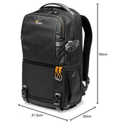 Lowepro Fastpack BP 250 AW III - Mochila para Cámara Refelx DSLR Sin Espejo, con Acceso QuickDoor, Compartimento Para Portátil de 13”, Para Cámaras Nikon D850, 300D Ripstop, Color Negro