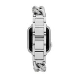 Michael Kors Correa de acero inoxidable o acetato para mujer, compatible con Apple Watch de 38 mm/40 mm/41 mm, Tono plateado