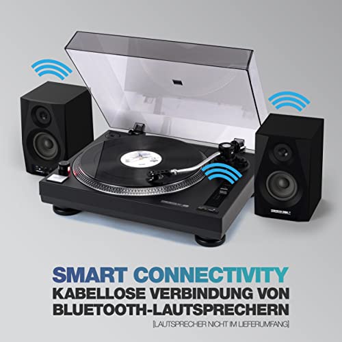 Giradiscos Reloop RT-1 BT con accionamiento por correa para aplicaciones de DJ y HiFi, salida Bluetooth para conexión inalámbrica con altavoces Bluetooth