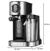 MPM MKW-07M Cafetera Express 15 Bares, para Realizar café Espresso y Cappuccino, depósito Calentar Leche 0,7 litros, calienta Tazas,Acabado Acero Inoxidable, depósito de Agua 1,2 L Desmontable, 1470W