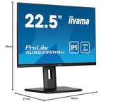 iiyama XUB2395WSU-B5 22,5" Panel IPS, 1920x1200, Panel IPS, 250cd/m², Altavoces, 15cm Regulable en Altura, Pivotante, VGA, HDMI, DisplayPort, 4ms