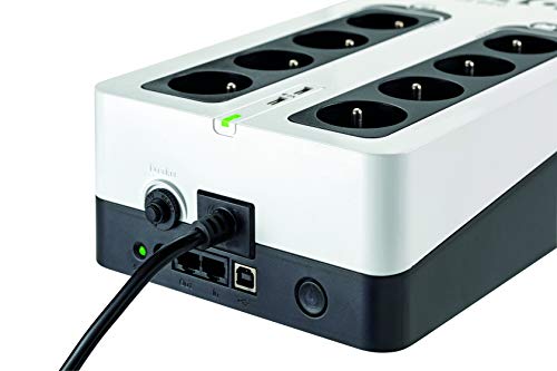 Eaton 3S UPS 850 DIN - Off-Line UPS - 3S850D - Sistema de alimentación ininterrumpida SAI - 850 VA (8 Salidas Tipo DIN, 2 Puertos de carga USB Tipo A) - Negro y Blanco