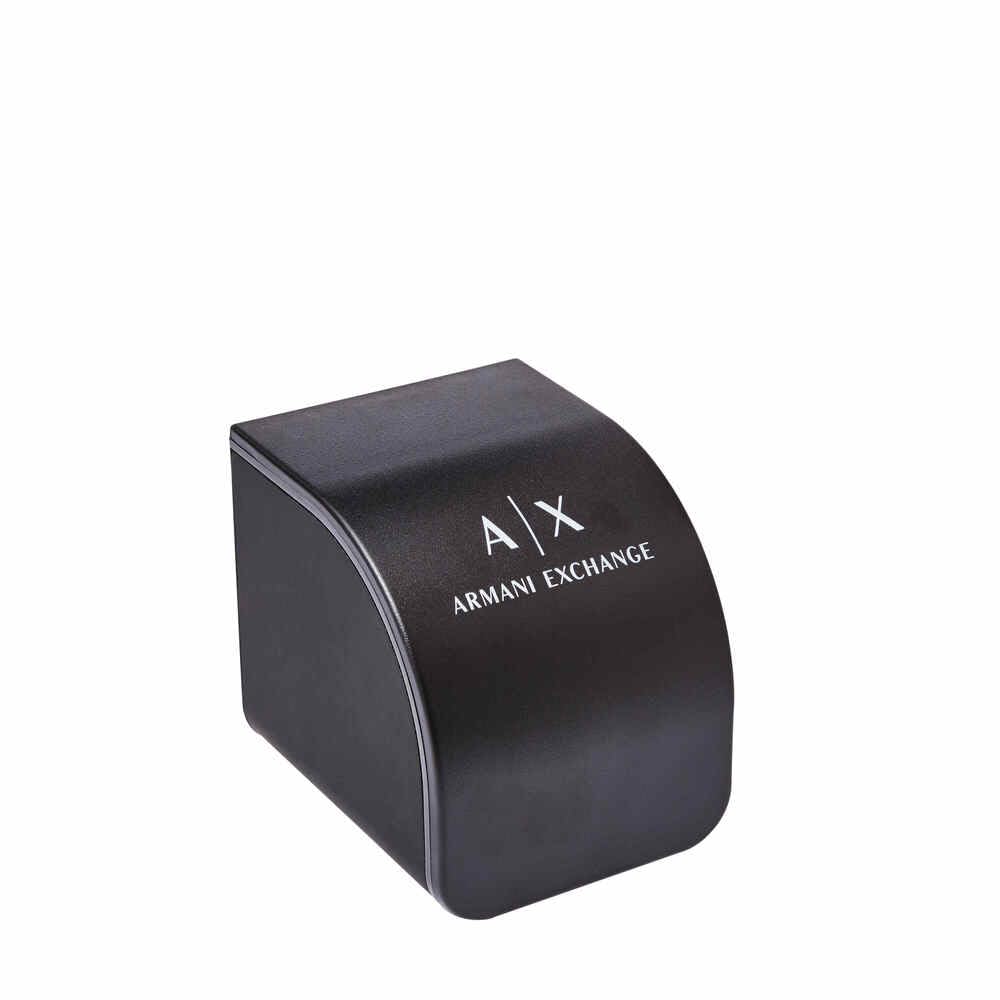 Armani Exchange Orologio da uomo, Movimento cronografo al quarzo e cassa da 46 mm con cinturino in silicone, Tono oro rosa y azul oscuro