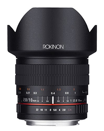 Rokinon Lente Ultra Gran Angular F2.8 ED AS NCS CS de 10 mm para cámaras Digitales Fuji X Mount (10M-FX), Color Negro