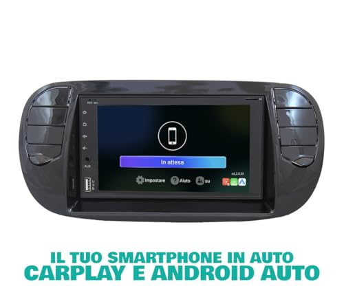 Radio de Coche para Fiat 500 Negro Brillante GPS Bluetooth WiFi USB Dab+ Touchscreen 6.2" 8core Carplay AndroidAuto
