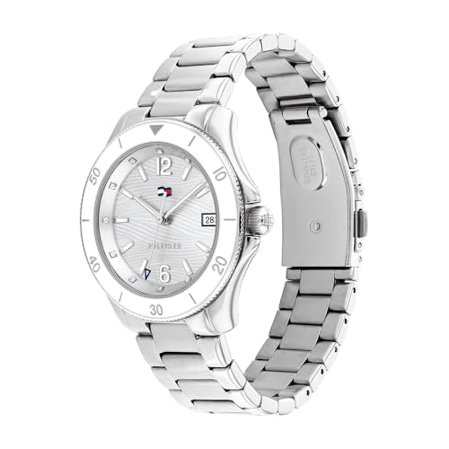 Tommy Hilfiger Reloj Analógico de Cuarzo para Mujer con Correa de Acero Inoxidable Plateada - 1782512