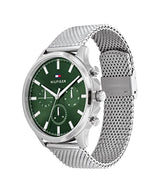 Tommy Hilfiger Reloj Analógico de Cuarzo Multifunción para Hombre con Correa de Malla de Acero Inoxidable Plateada - 1710499