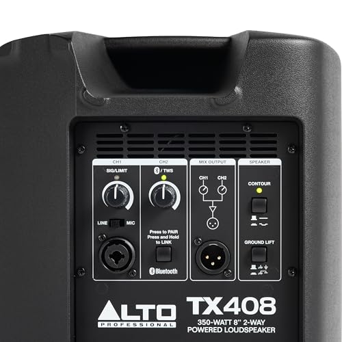 ALTO TX408 Altavoz Autoamplificado 350W 8 Pulgadas con TWS por Bluetooth, Mesa de Mezclas de 2 Canales, para Actuaciones de DJ o de Bandas y Estudios de Ensayo
