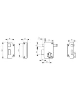 FTH – Carcasa de bloqueo vertical aplica FTH AH45, agujero de cilindro, tiro, apertura derecha, maletero 75 x 130 mm, eje 45 mm, maletero y tiro negro mate, pernas de latón