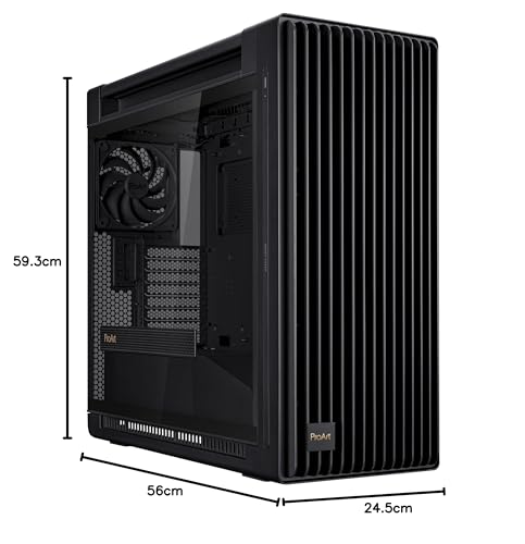 ASUS ProArt PA602 - Chasis para Ordenador E-ATX (Soporte para radiador de 420 mm, Ventiladores 140 mm y 200 mm, indicador de Polvo IR, Bloqueo de alimentación, PCIe sin Herramientas, USB de 20 Gbps)