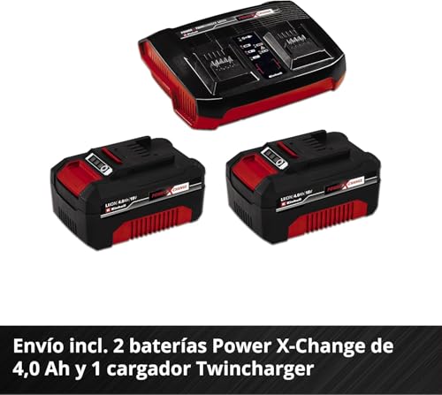 Einhell Cortacésped a batería RASARRO 36/38 Kit Power X-Change (36 V, 38 cm ancho de corte, 450 m², Brushless, función de mulching, 45L bolsa recolectora, con 2x 4,0 Ah baterías y Twincharger)