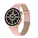 Knauermann Neo 2 (2025) – Oro Redondo – Reloj Sanitario smartwatch – ECG – Función HRV – BT Bluetooth – Apnea del sueño – Presión Arterial – Correa de Piel de Vacuno Rosa, Durchmesser: 40 mm,
