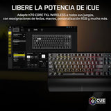 CORSAIR K70 CORE TKL WIRELESS RGB Teclado Mecánico Tenkeyless para Juegos – Interruptores Lineales CORSAIR MLX Red v2 Prelubricados, SOCD, Amortiguación Acústica, Tapas de ABS, QWERTY ES – Negro