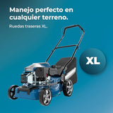 Cecotec Cortacésped de Gasolina Terrenator 2700.41 Total Z. Motor de 144cc, 2,4kW y 3,2CV, Cuerpo de Acero 41cm, Cambio de Altura Sistema Z-Tech, Corte, Recogida y Mulching, Ruedas Traseras XL