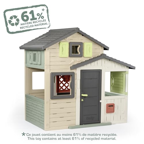 Smoby Life - Friends House EVO - Moderna y espaciosa - Puerta con Mirilla - Portón - Buzón Funcional - Material Reciclado - A Partir de 3 años - Fabricado en Francia