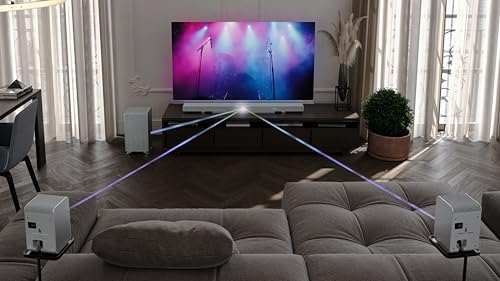 Sharp HT-SPR52021SL Pareja de Altavoces Traseros inalámbricos 1.0.1 para conectar a tu Barra de Sonido Q para Experiencia Mejorada, Sonido Envolvente, Dolby Atmos y DTS:X, P. Maxima 200W, Gris