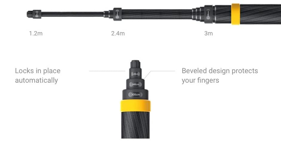 Insta360 Palillo Selfie de edición extendida de 3 m para una cámara de acción X2, One R, One X, One