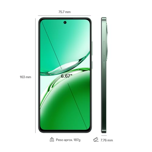 OPPO Reno12FS 5G - Smartphone Libre con IA, 24GB (12GB+12GB) 512GB, Pantalla 2.5D AMOLED 6.7", Cámara 50+8+32 MP, Android, IP64, Batería 5000mAh, Carga Rápida 45W, Cargador Incluido - Black Green
