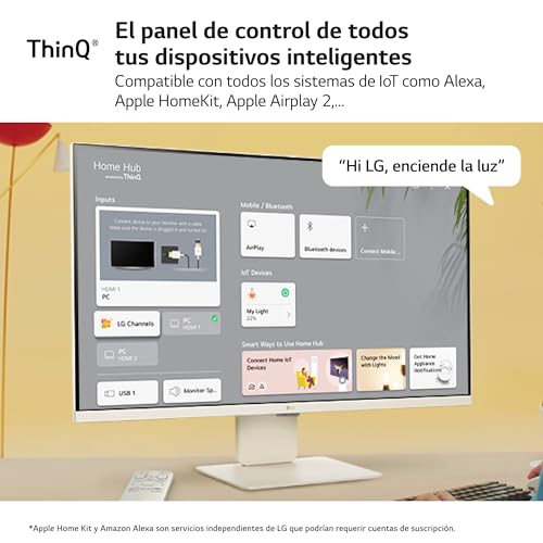 LG 32SR85U-W - MyView Smart Monitor, 32 Pulgadas, 3840 x 2160 (Ultra HD 4K), Panel IPS, webOS 23, ThinQ App, Web CAM, Blanco