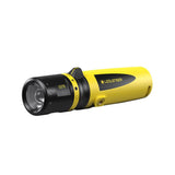 Linterna de bolsillo robusta para taller Ledlenser EX7R, enfocable, recargable con batería de litio, protegida contra explosiones zona EX 0/20, 220lm, impermeable IP68, 140m de haz de luz