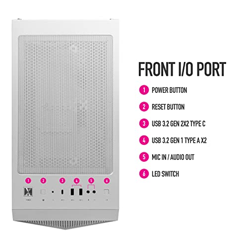 MSI MPG GUNGNIR 110R White - Carcasa Premium para PC para Juegos de Torre Media - Panel Lateral de Vidrio Templado - Ventiladores ARGB de 120 mm - Soporte de refrigeración líquida con radiador de