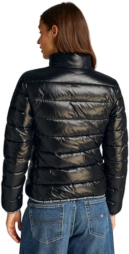 Tommy Jeans Cazadora acolchada Mujer Essential Tape brilante, Negro (Black), XL