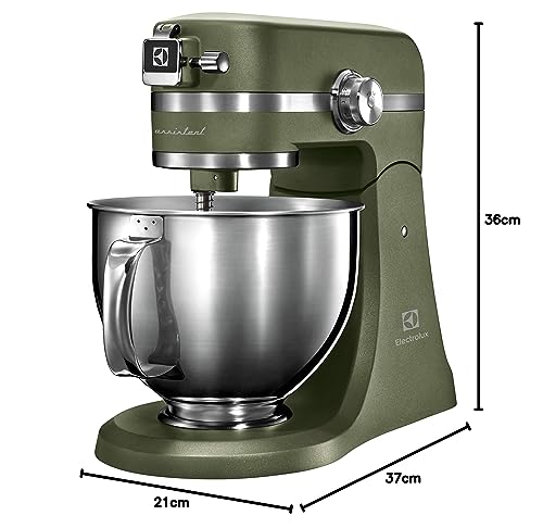 Electrolux Asistente de cocina modelo EKM5550, aparato de cocina con gancho amasador, protección contra salpicaduras, batidor de globos, tapa de fermentación, 1200 W, dos cuencos grandes de 2,9 litros