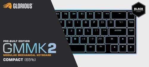Glorious Gaming GMMK 2 Compact 65% - Teclado gaming mecánico, compacto TKL 65%, carcasa de aluminio, personalizable, keycaps dobles, switches Fox, RGB, distribuciones QWERTY español - Negro