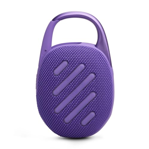 JBL Clip 5, Altavoz inalámbrico portátil con Bluetooth, resistente al agua y al polvo IP67, hasta 12h de reproducción y más con Playtime Boost activado, morado