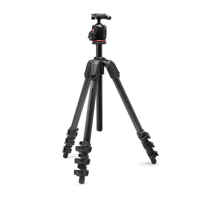Manfrotto 055XPRO AS, Trípode para Cámara, Fibra de Carbono 4 Secciones, Kit con Rótula XPRO, Columna 90 Grados, Carga 15kg, Arca-Swiss, para DSLR/Sin Espejo, Trípode Fotográfico Profesional
