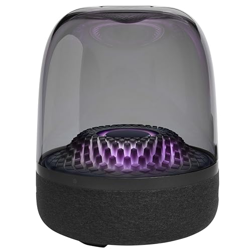 Harman Kardon Aura Studio 4 - Altavoz Bluetooth para casa, con cúpula Transparente, iluminación Ambiental con Cinco Patrones de Efecto Diamante, Sonido Potente, Negro