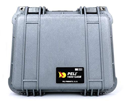 PELI Protector 1400 caja estanca de polipropileno para cámaras, drones, sistemas electrónicos y ópticos, IP67 estanca, 9L de capacidad, fabricada en Alemania, con espuma personalizable, color gris