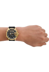 Diesel Reloj Mega Chief para Hombre, movimiento Ana-Digi con correa de silicona, acero inoxidable o piel, 51 mm, Tono dorado y negro
