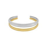 Fossil Pulsera brazalete de acero inoxidable con puño abierto para mujer